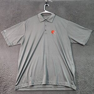 Cleveland Browns Golf Polo Antigua Shirt Mens XL Gray Striped Logo Short Sleeve
